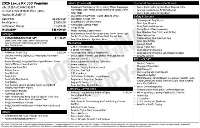 2026 Lexus RX 350 350 Premium AWD's photo