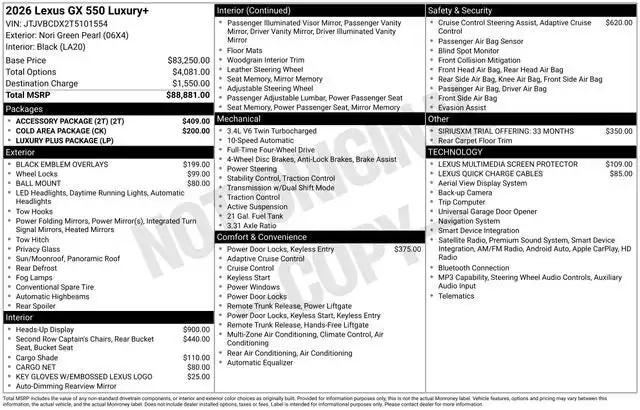 2026 Lexus GX 460 550 Luxury Plus's photo