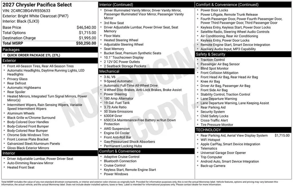 2027 Chrysler Pacifica Select AWD photo 4