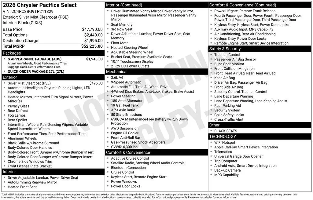 2026 Chrysler Pacifica Select AWD photo 4
