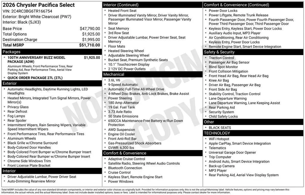2026 Chrysler Pacifica Select AWD photo 4