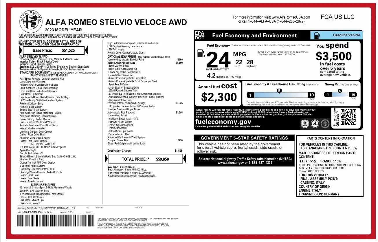 2023 Alfa Romeo Stelvio Veloce AWD's photo